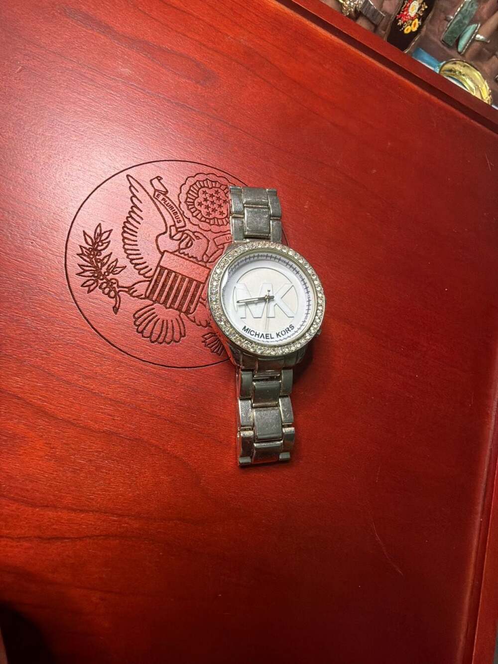 Michael Kors Silver Stainless Steel Quartz Watch with Crystal Bezel mk 168